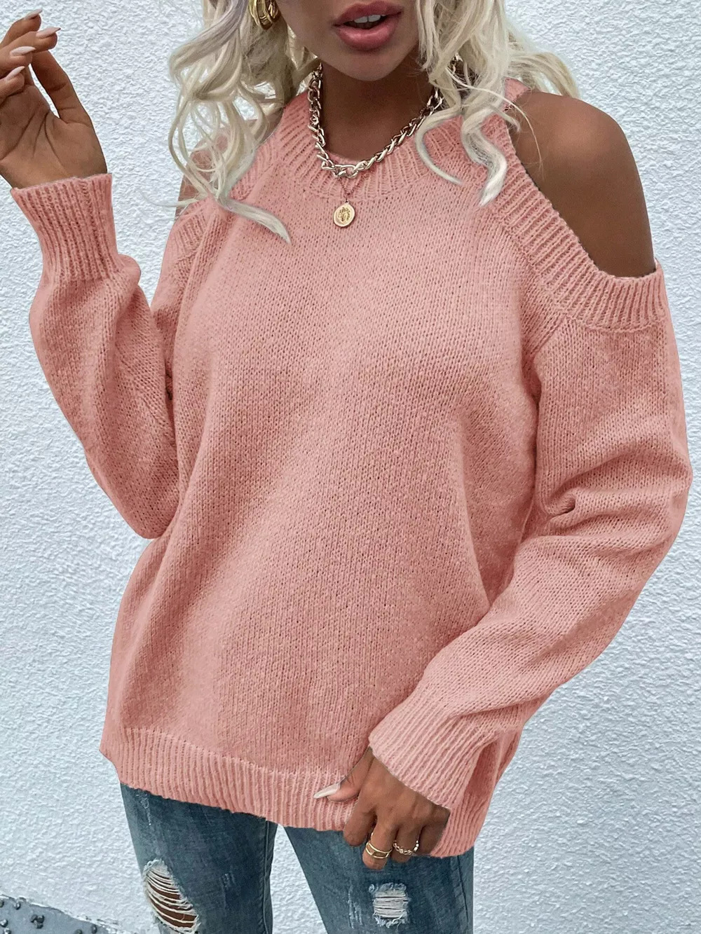 Cold Shoulder Knit Sweater, image 2