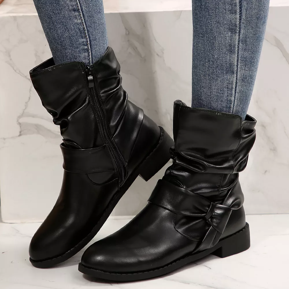 Round Toe Low Heel Boots, image 5