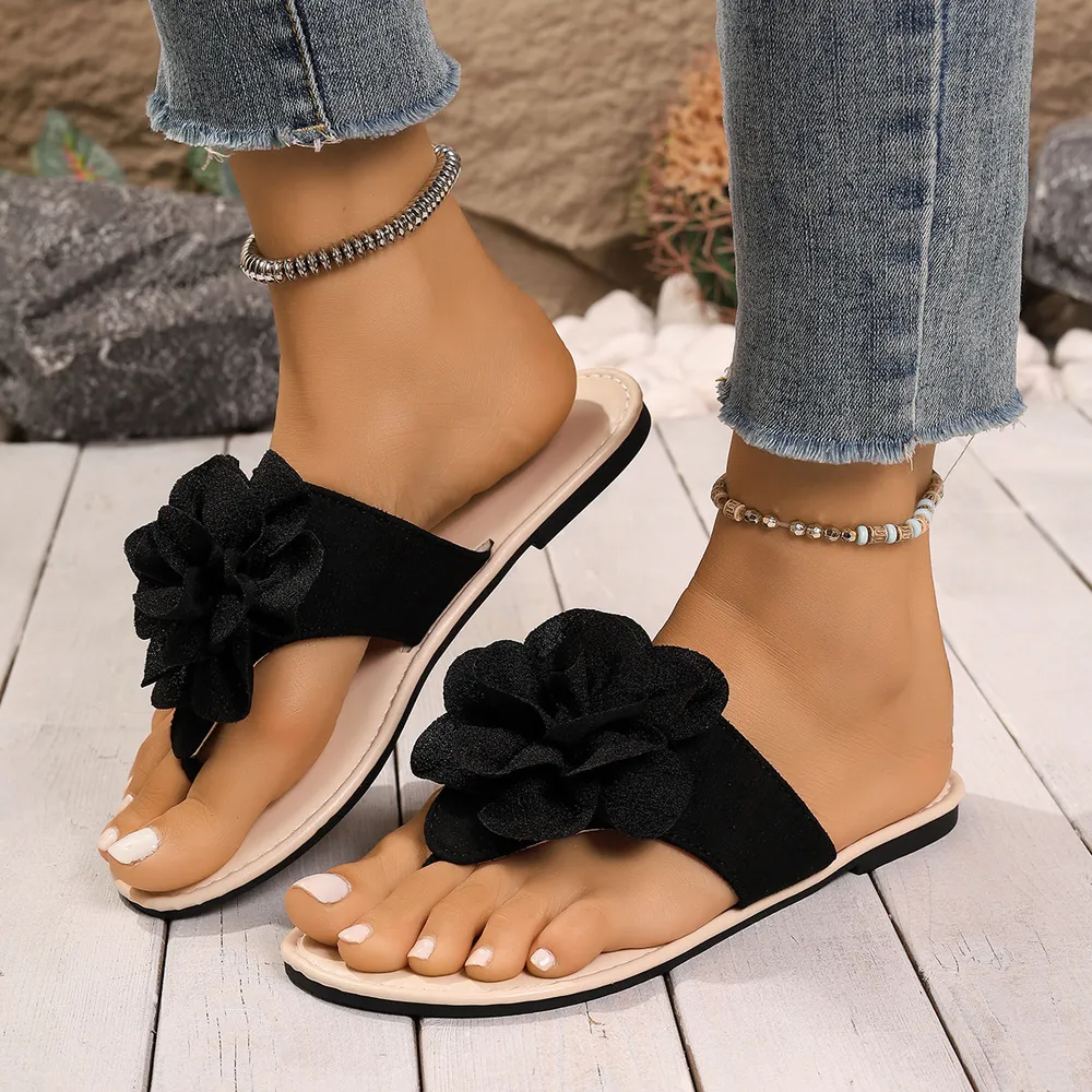 Flower Toe Post Flats Sandals, image 2