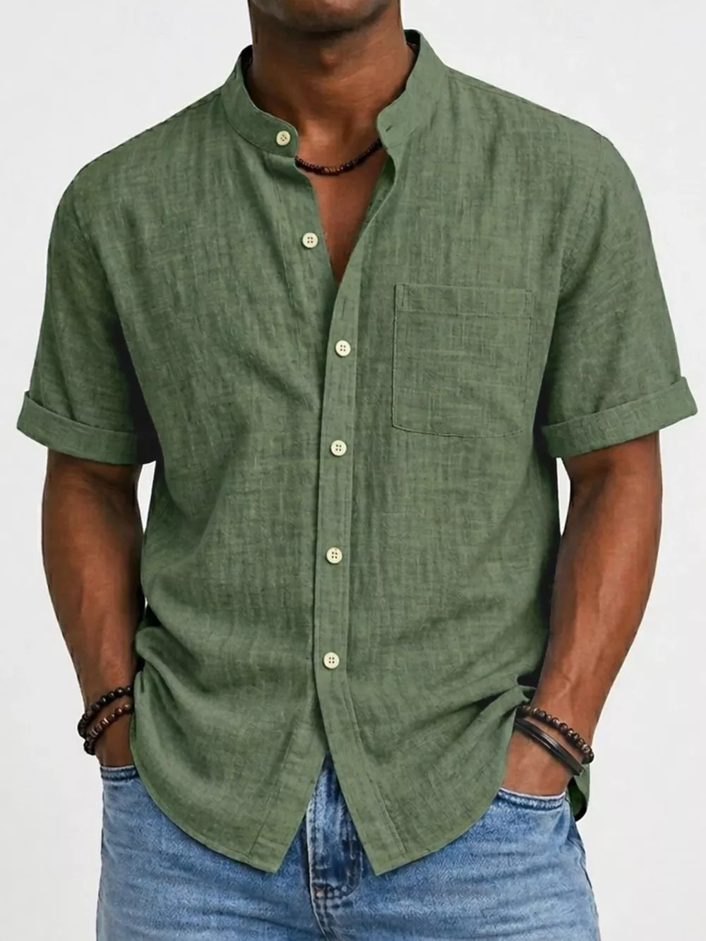 Men's Full Size Button Up Short Sleeve Shirt Plus Size