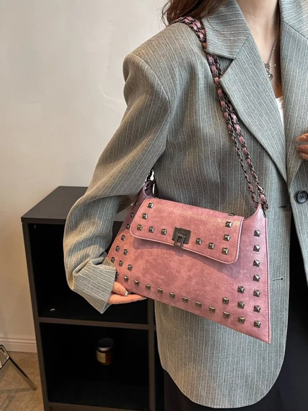 Studded Flap Chain Shoulder Bag, image 10