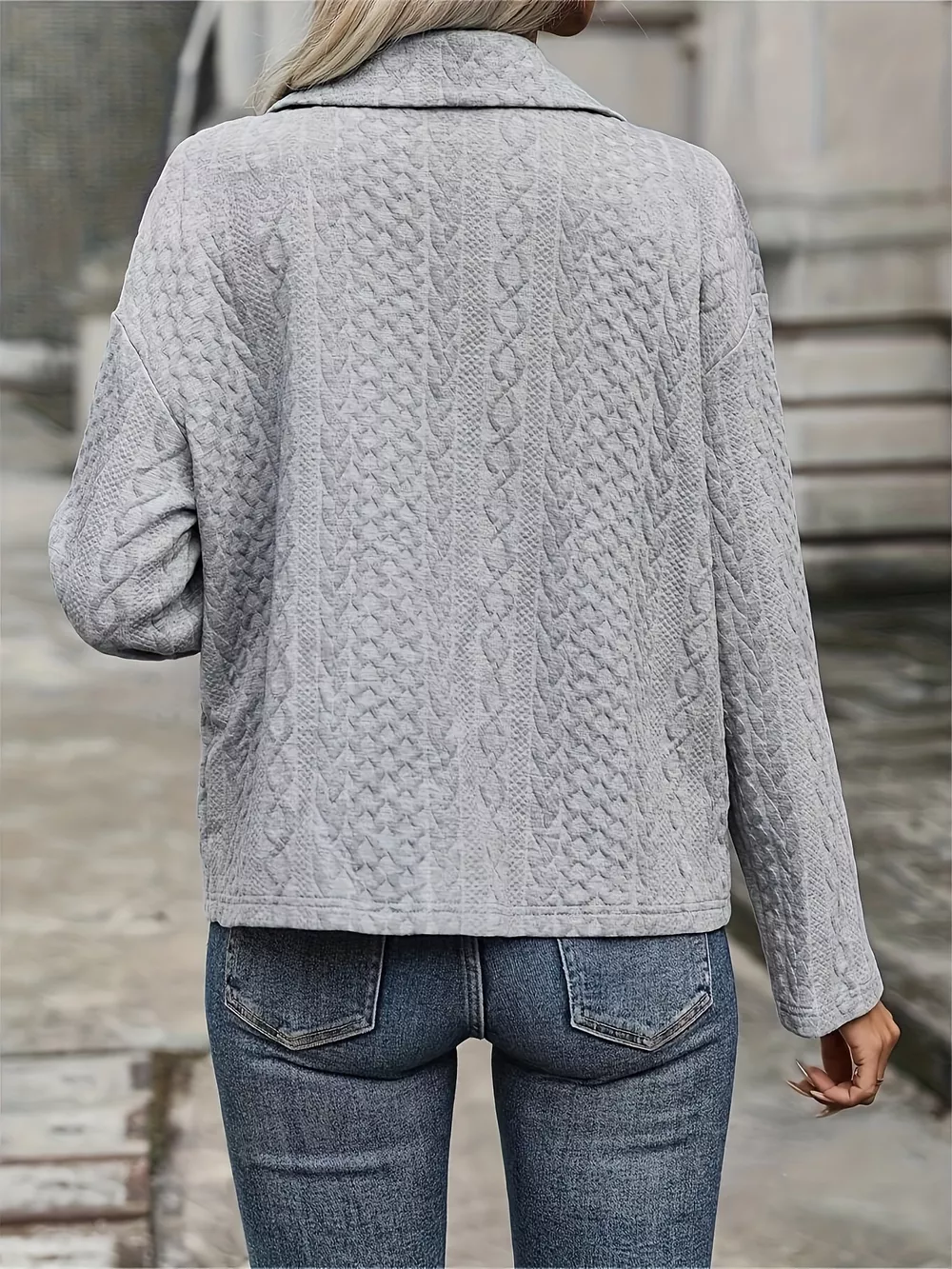 Textured Knit Button-Up Jacket, image 5