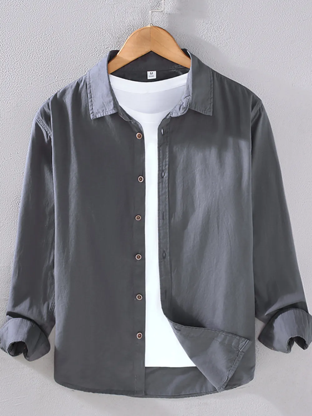 Men's Plus Size Button-Up Shirt with Rolled Sleeves, image 7
