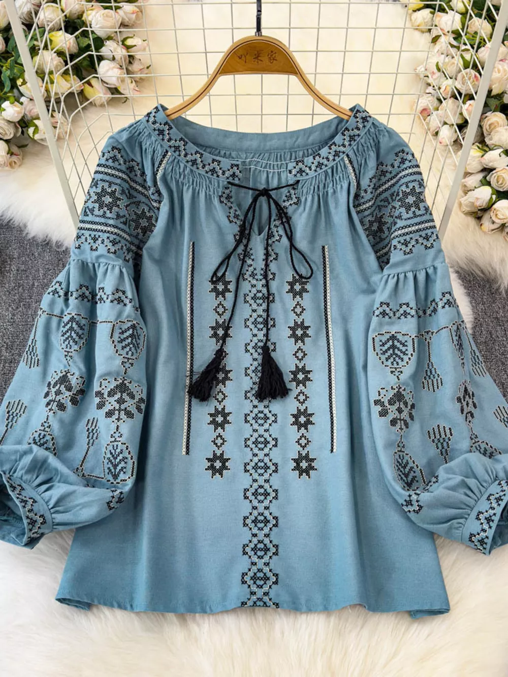 Tie Neck Long Sleeve Blouse, image 2
