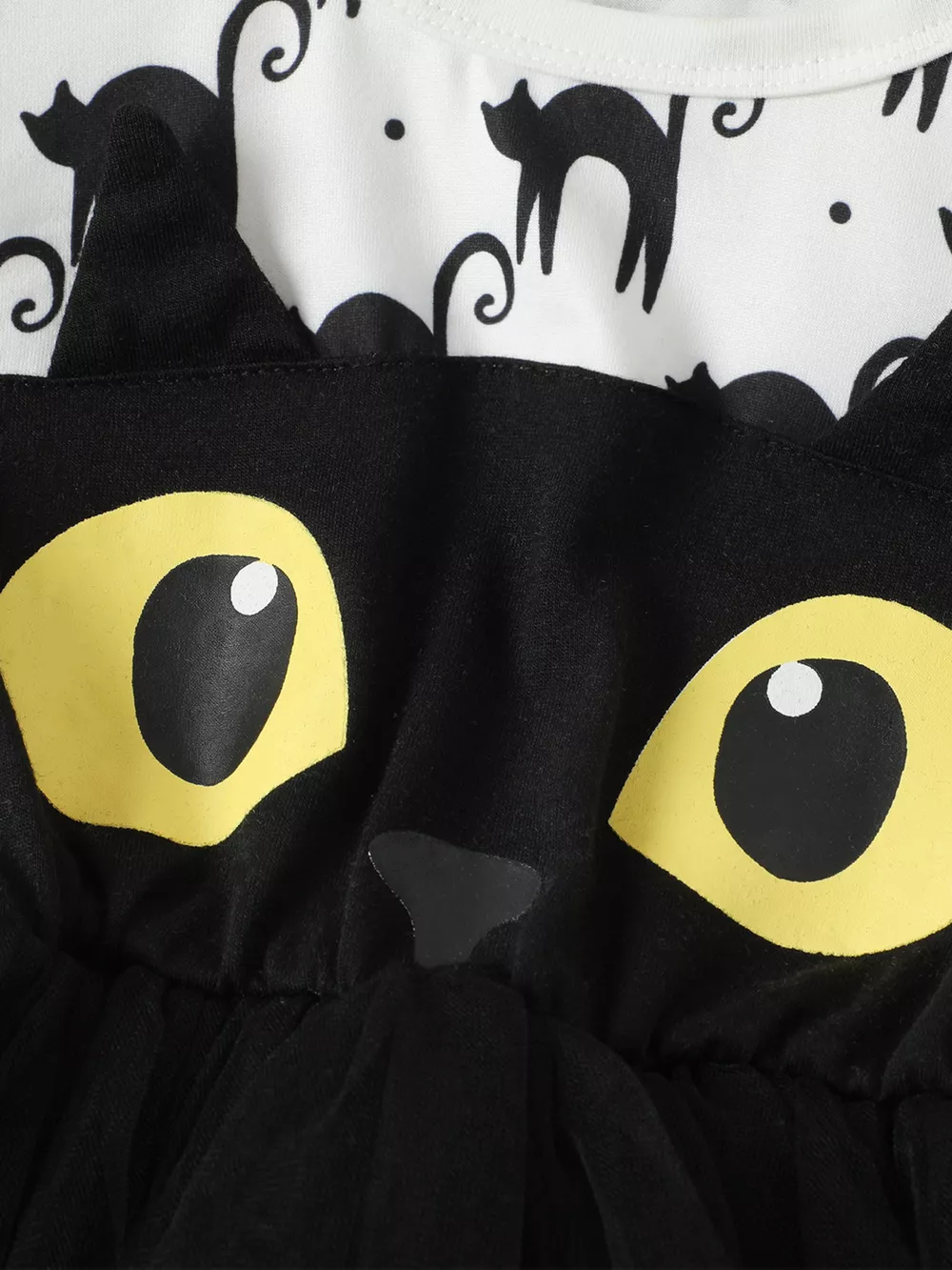 Children's Halloween Cat Eye Ruffle Tulle Dress, image 8
