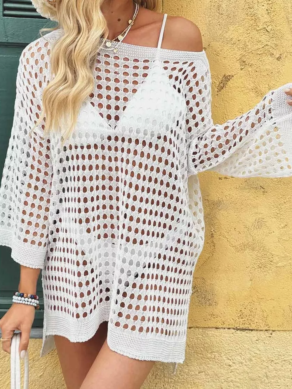 Crochet Knit Slit Cover Up, image 4