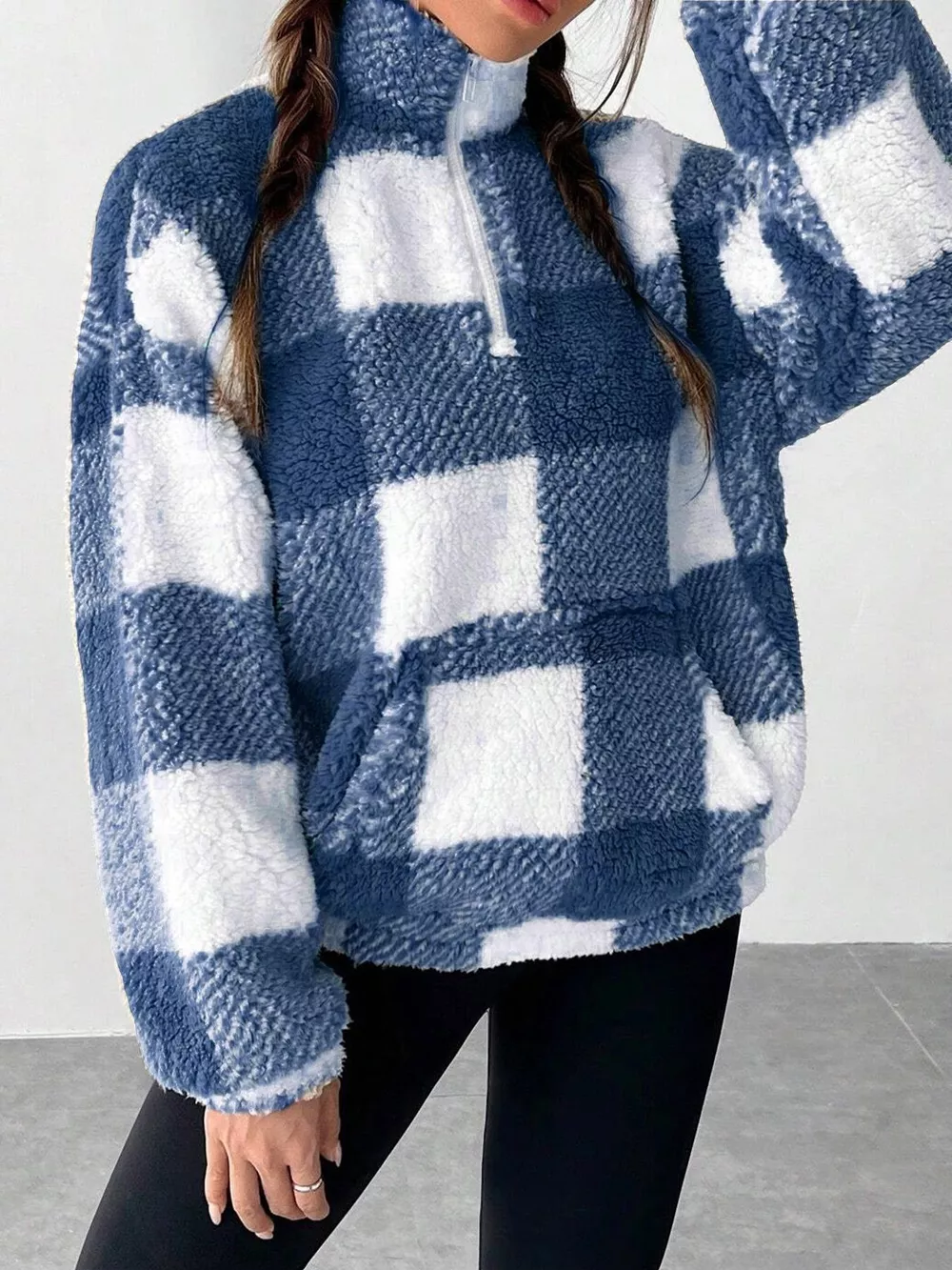 Full Size Plaid Sherpa Long Sleeve Sweatshirt Plus Size, image 26