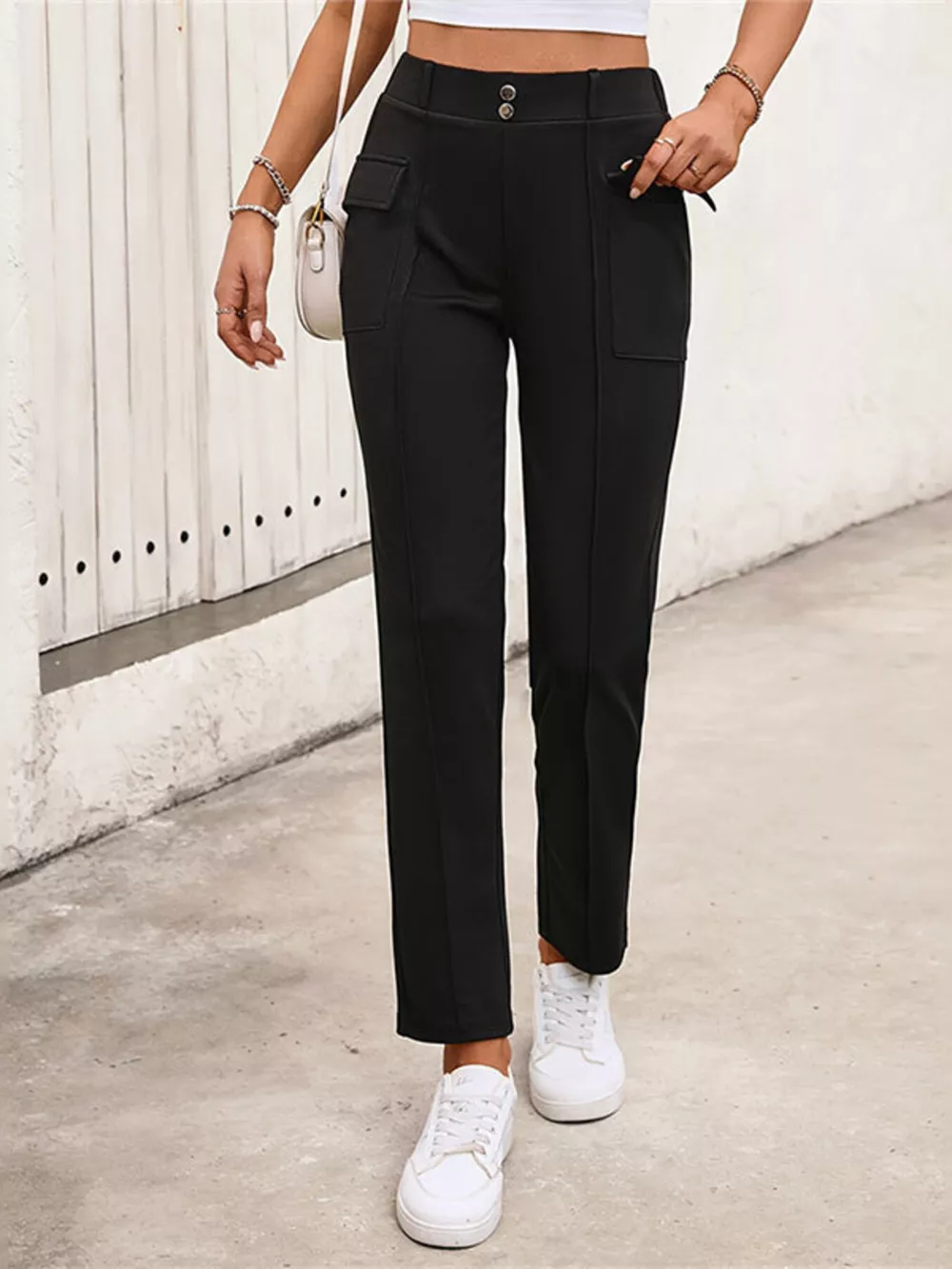 High-Waisted Slim Fit Pants