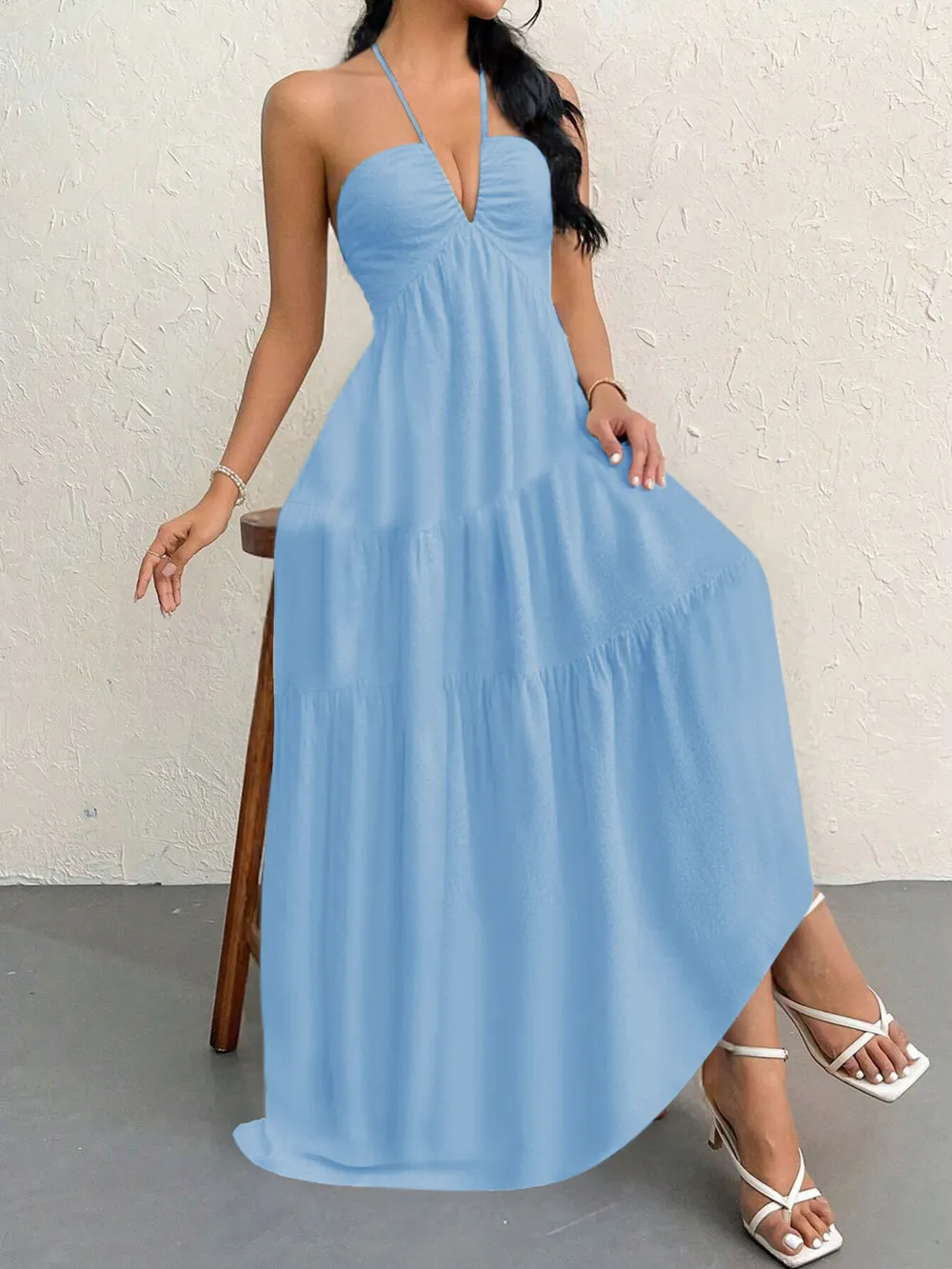 Halter Neck Tiered Maxi Dress, image 20