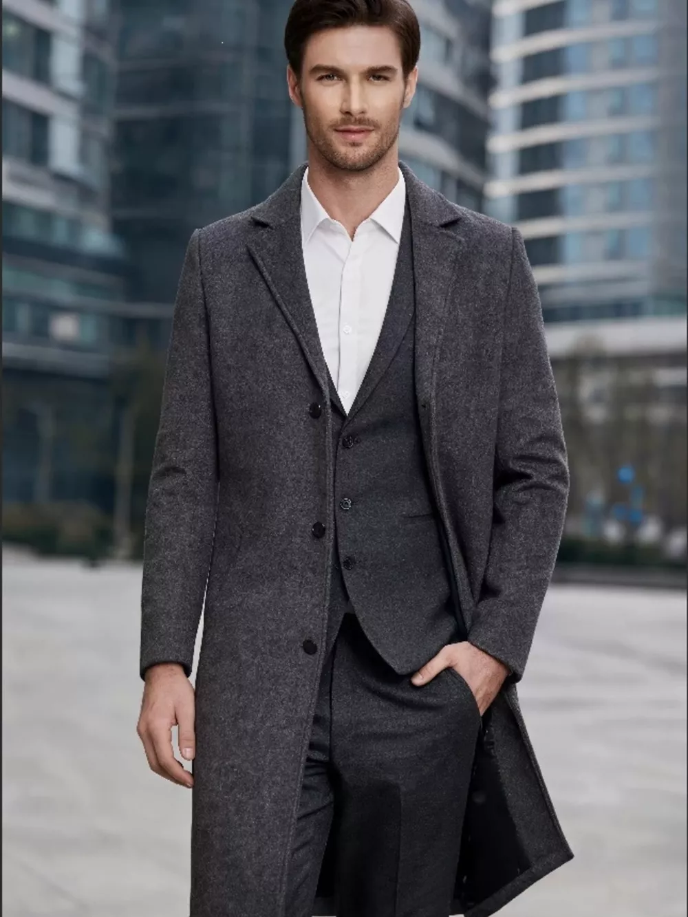 Men's Plus Size Slim-Fit Lapel Collar Overcoat, image 8