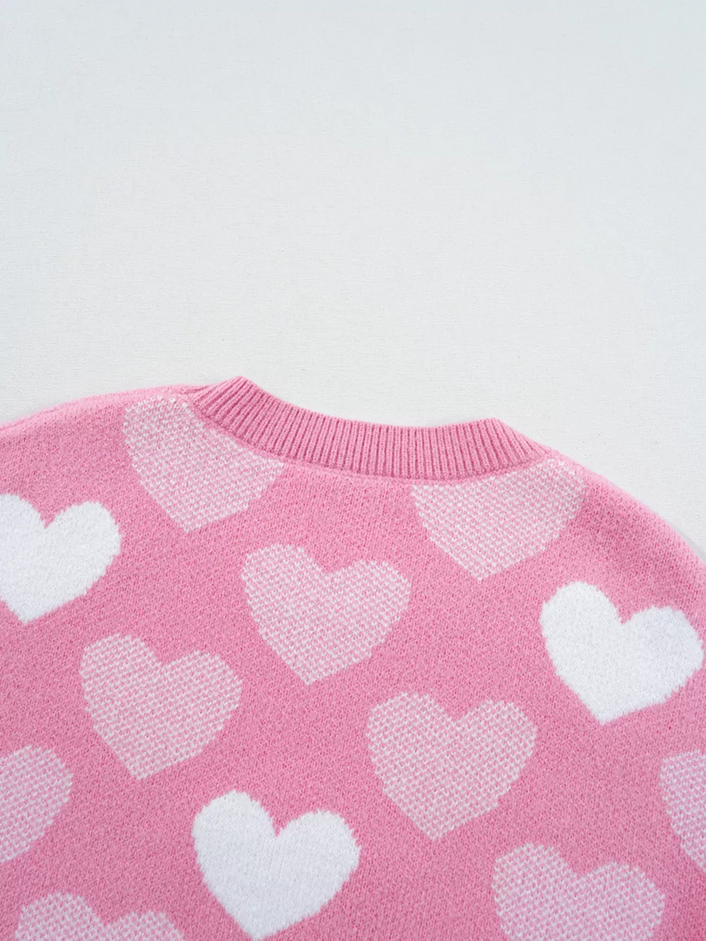 Pearled Heart Print Valentines Crew Neck Sweater, image 15