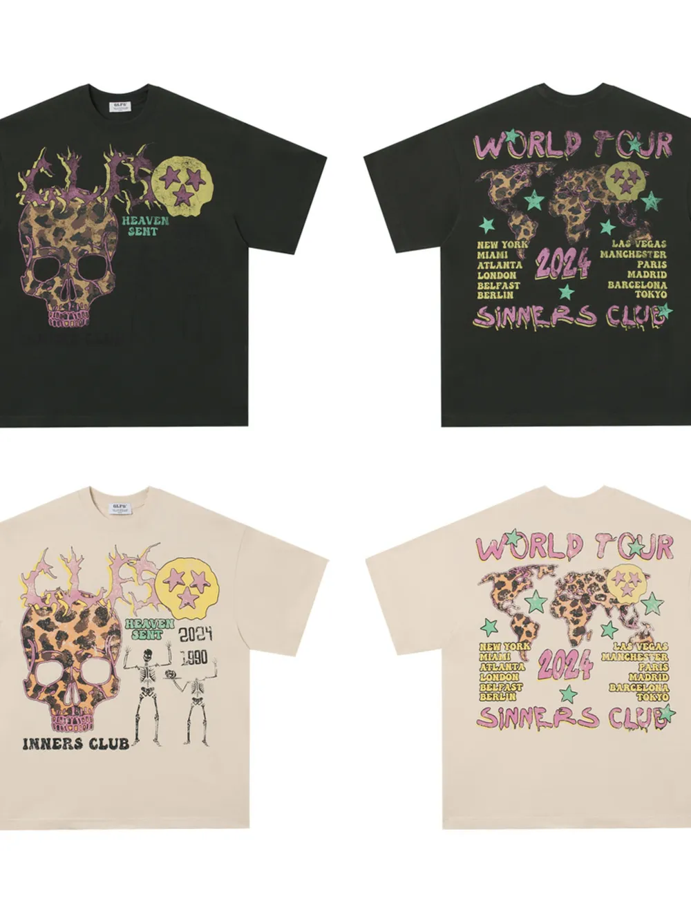 Men's Skull Graphic Short Sleeve Oversized T-Shirt, image 3