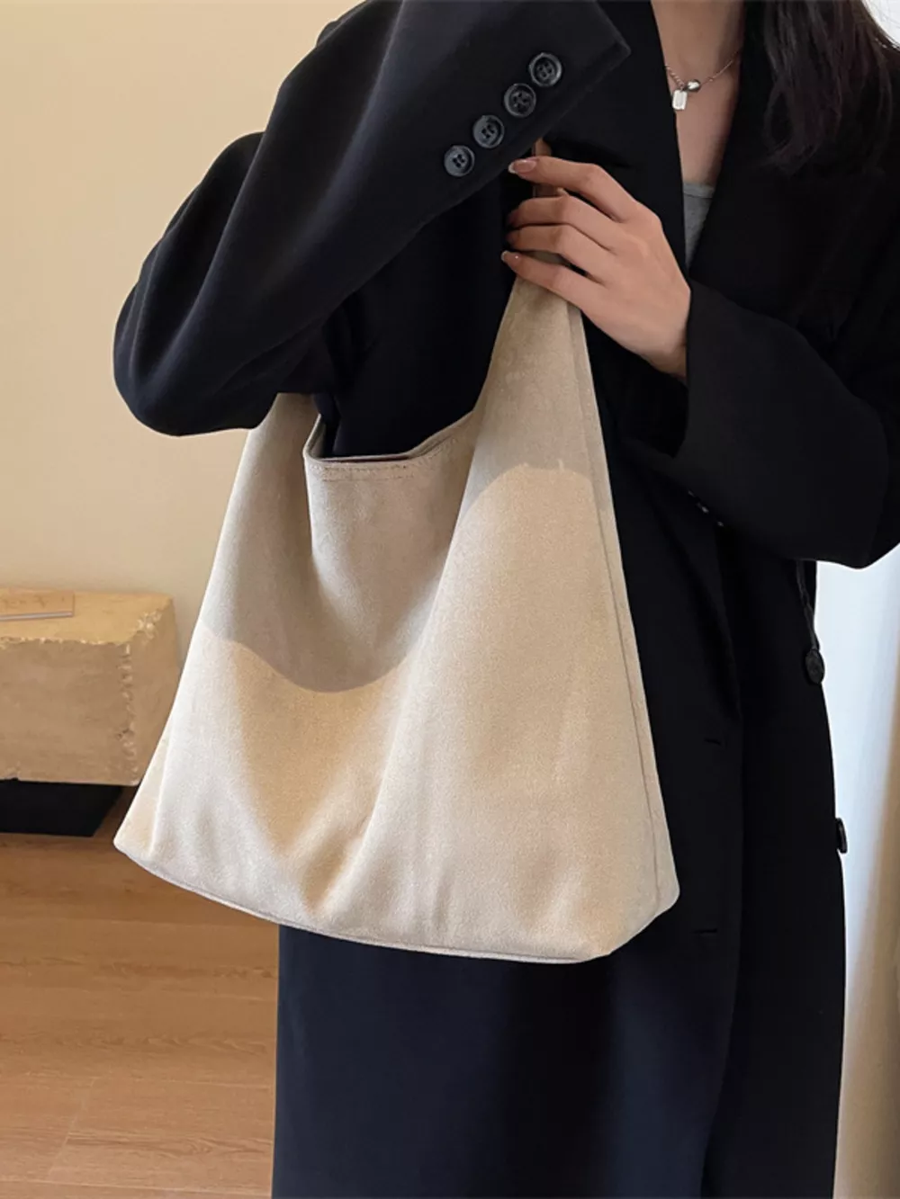 Solid Color Casual Suede Handbag