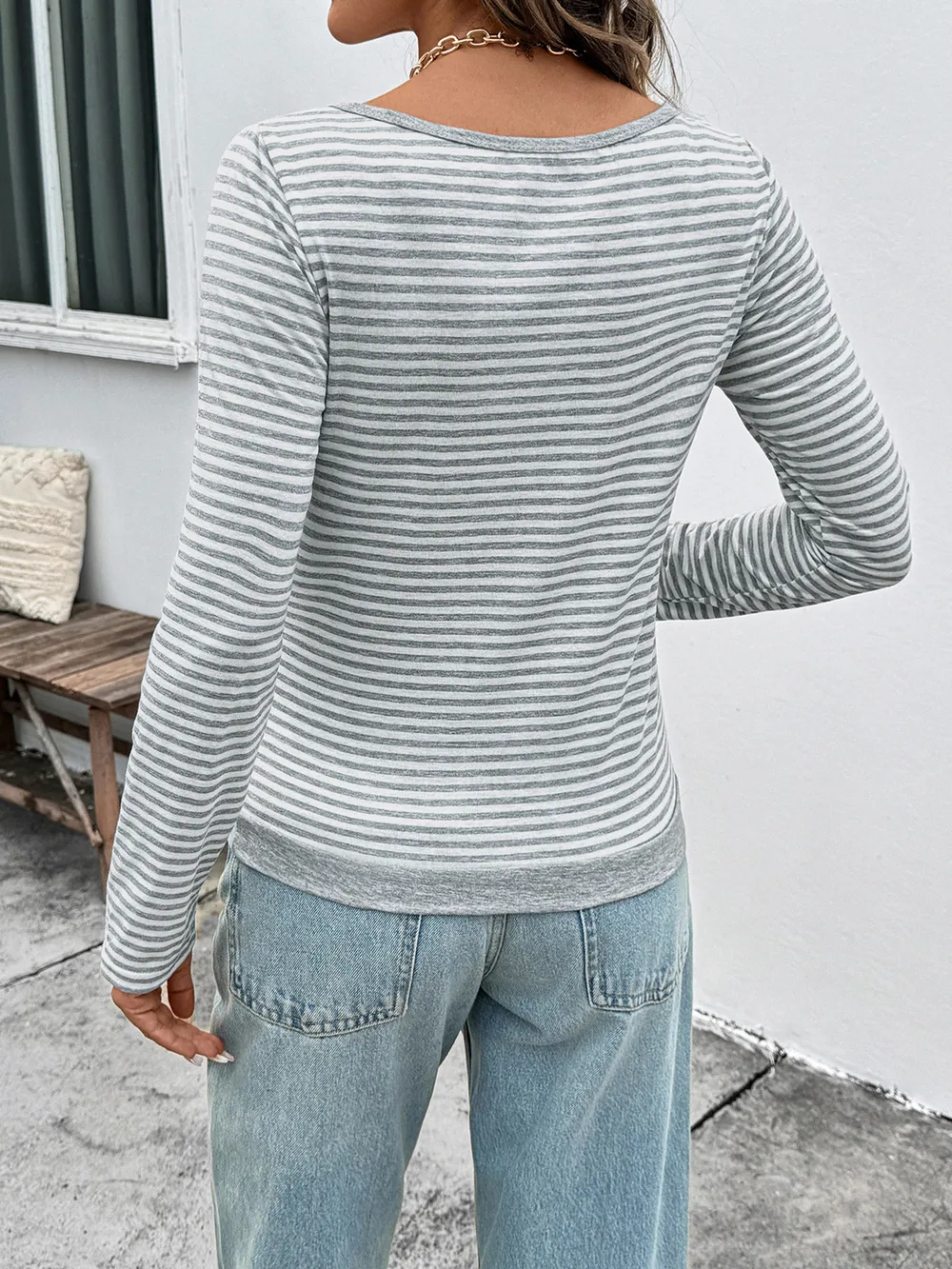 Striped Long Sleeve Casual T-Shirt, image 10
