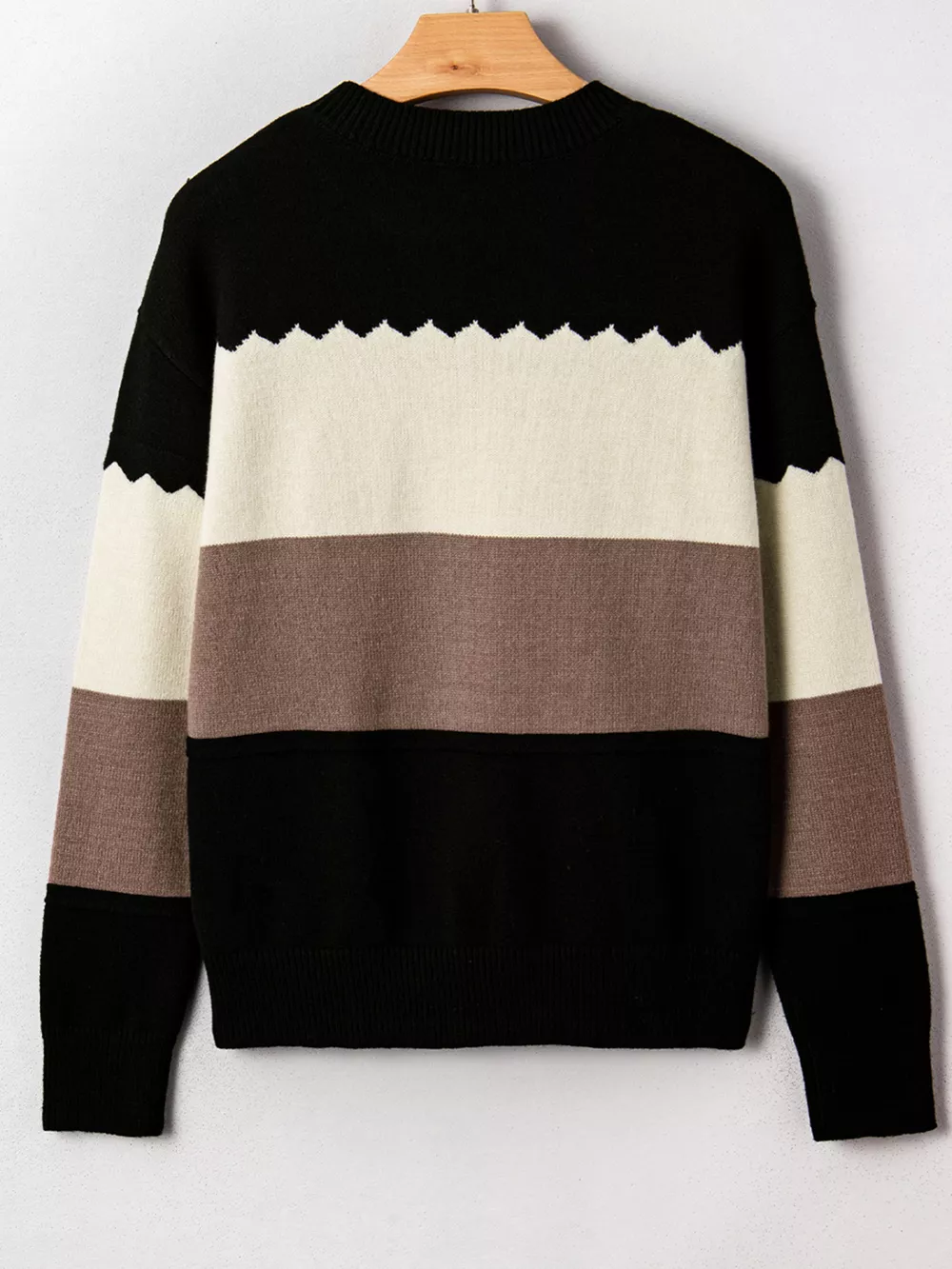 Color Block Crew Neck Drop Shoulder Sweater, image 9