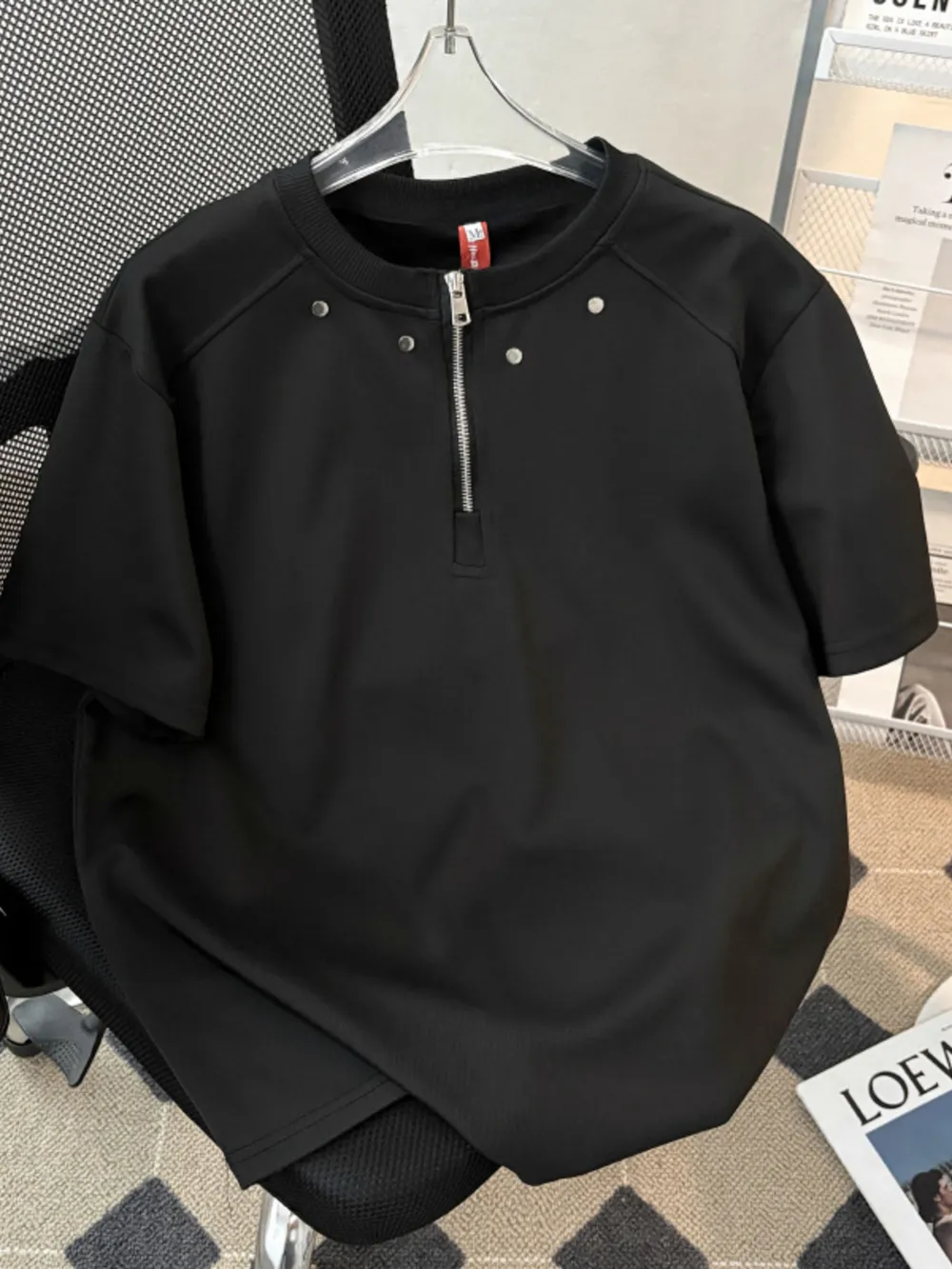Men's Plus Size Quarter-Zip Short Sleeve T-Shirt