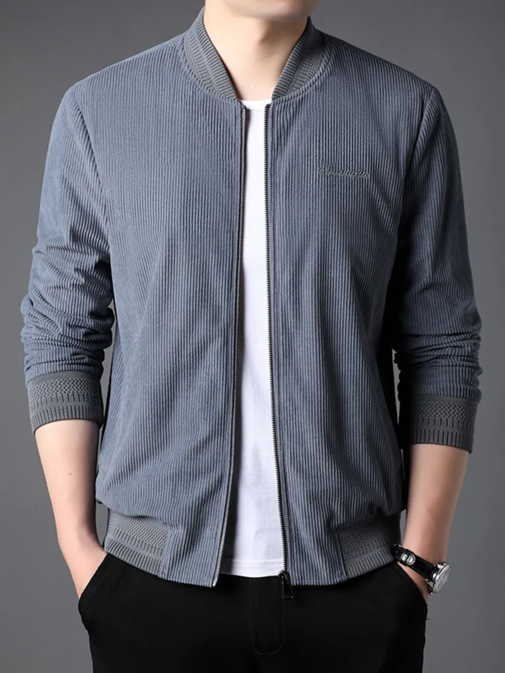 Men's Zip Up Long Sleeve Jacket, image 2