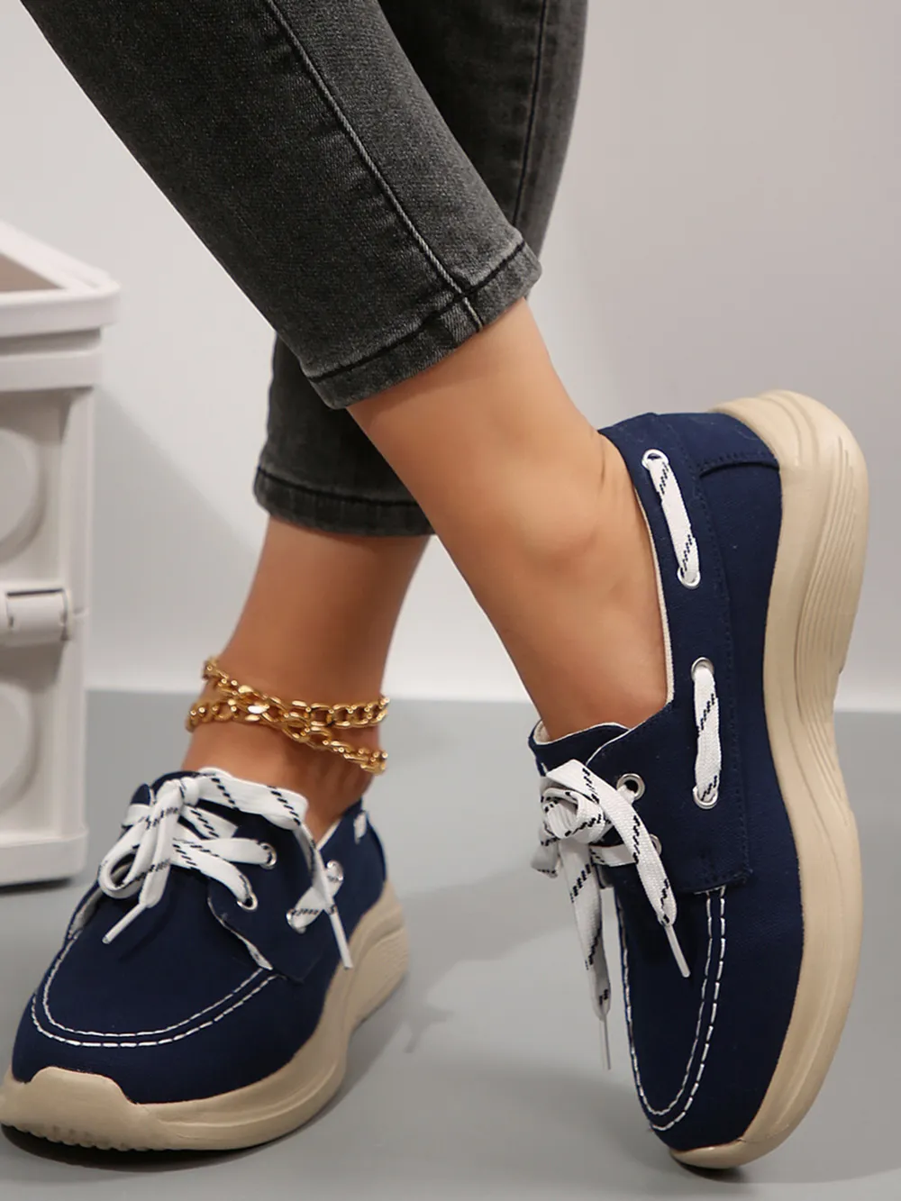 Lace Up Round Toe Sneakers, image 5