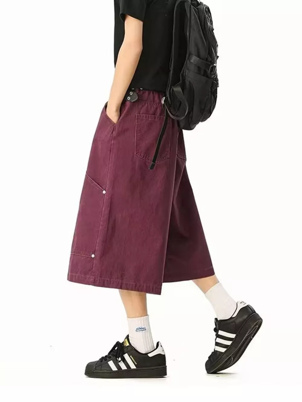 Men's Full Size Wide Leg Cropped Shorts Plus Size, image 10