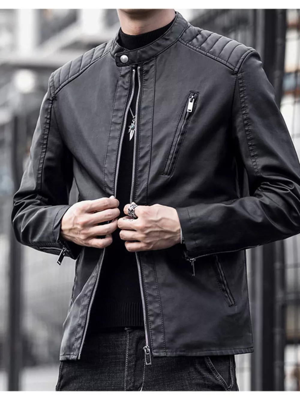Men's Plus Size Zip Up Long Sleeve Jacket, image 3