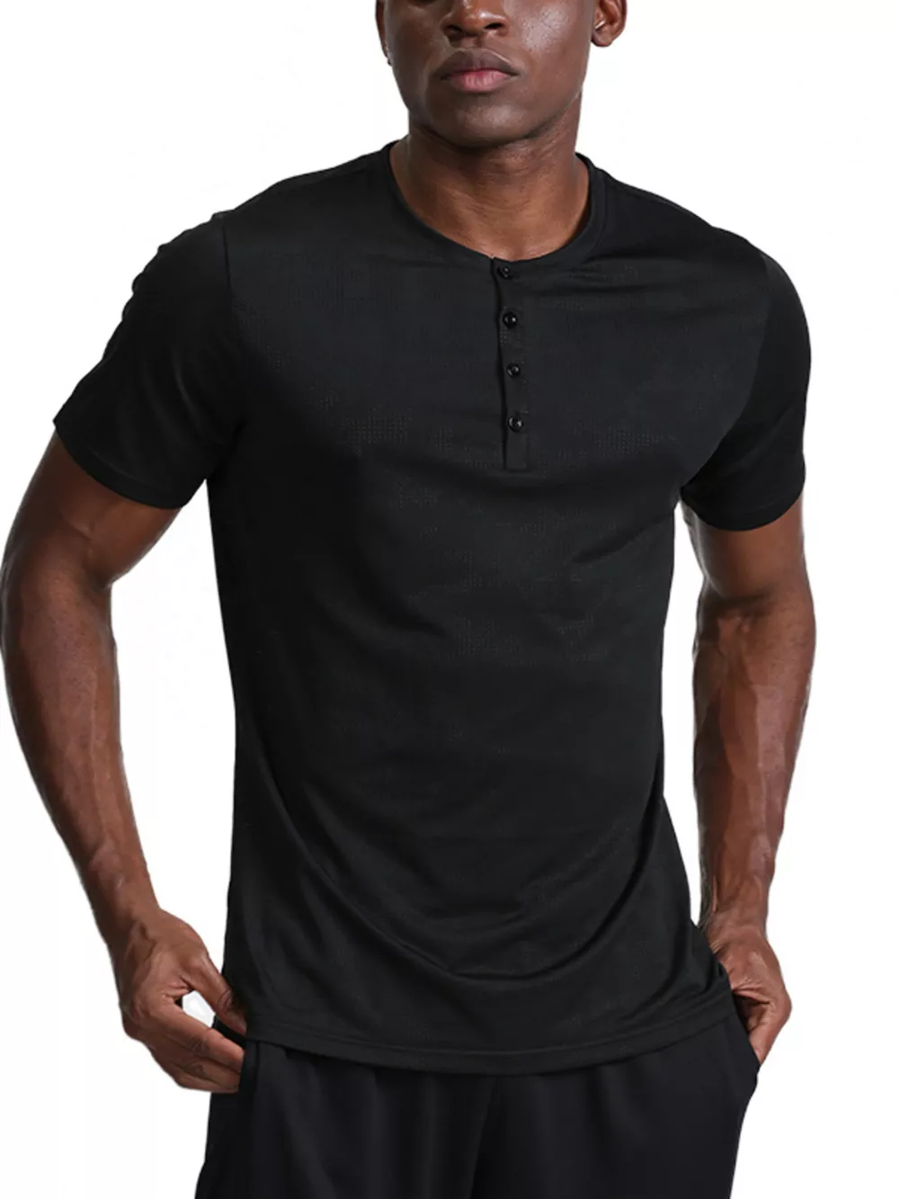 Men's Plus Size Lightweight Henley Active T-Shirt