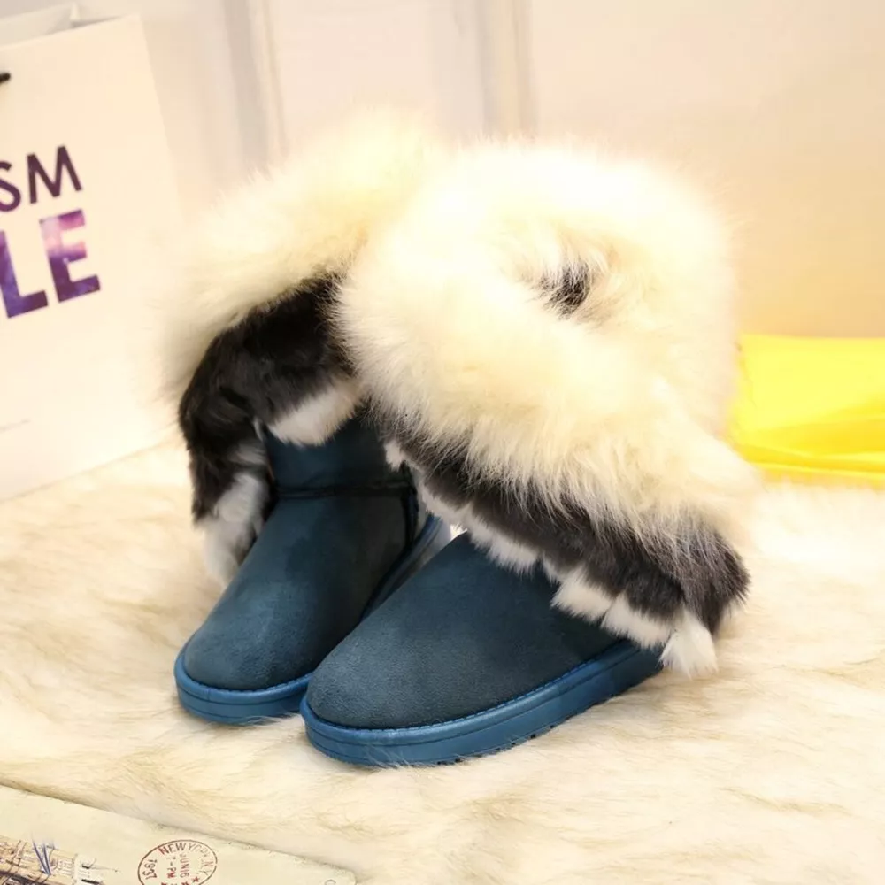 Fluffy Fur Cuff Round Toe Boots, image 10