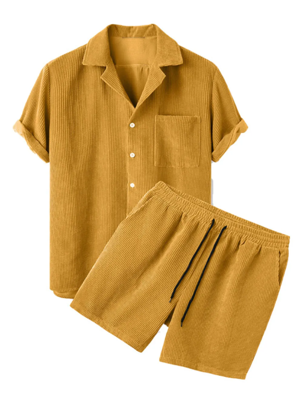 Men's Full Size Classic Textured Top and Shorts Set Plus Size, image 3
