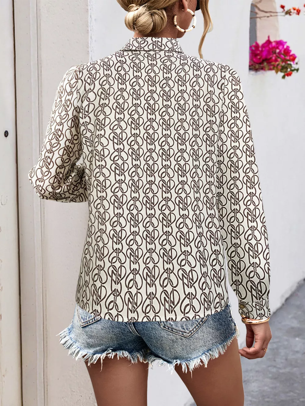 Printed Button-Down Long Sleeve Shirt, image 18
