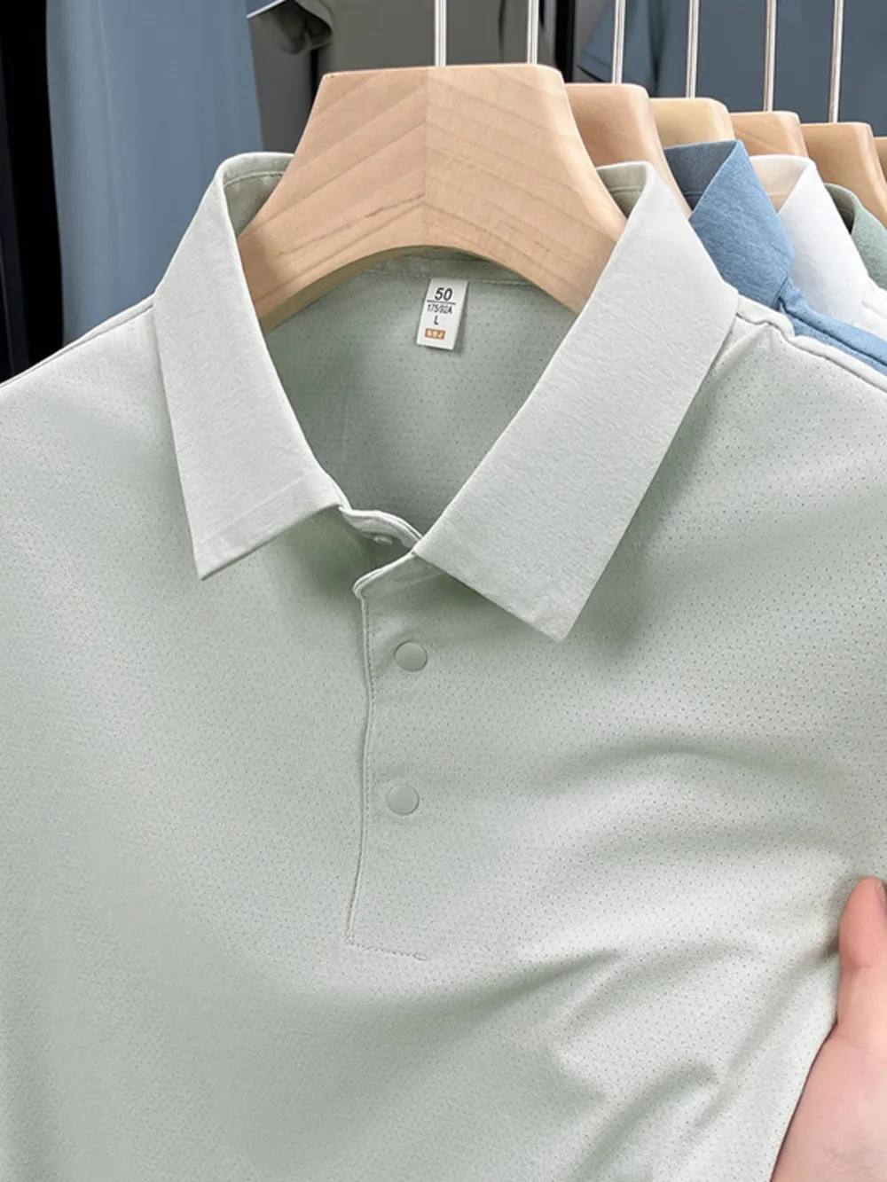 Men's Plus Size Button Detail Short Sleeve Polo, image 6