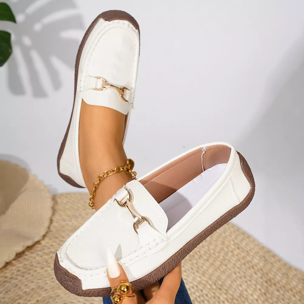 Classic Metal Bit Embellished Slip-On Loafers with Textured Non-Slip Sole, image 15