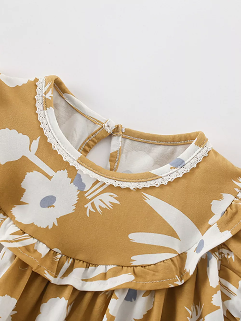 Children's Floral Print Ruffle Collar Baby Dress, image 4