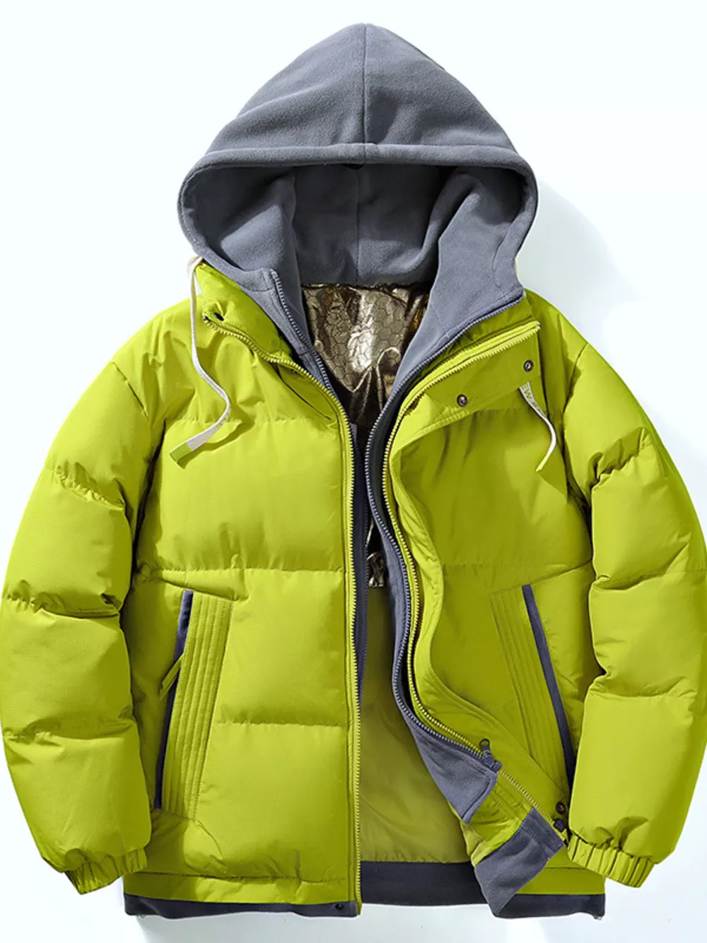 Men's Full Size Two-Tone Hooded Puffer Jacket Plus Size, image 9