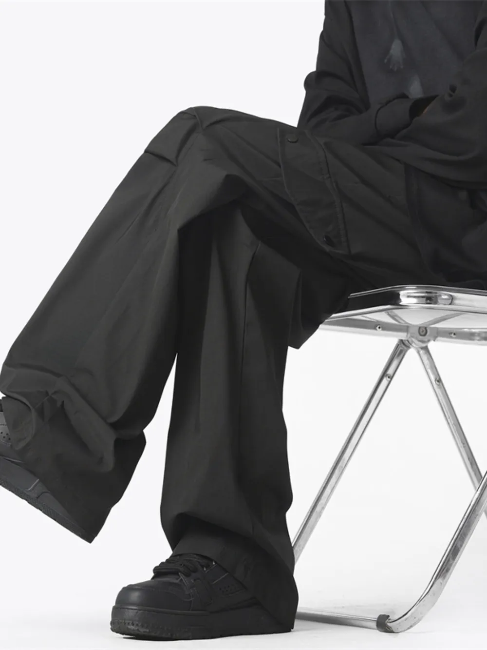 Men's Plus Size Drawstring Wide Leg Cargo Pants, image 3