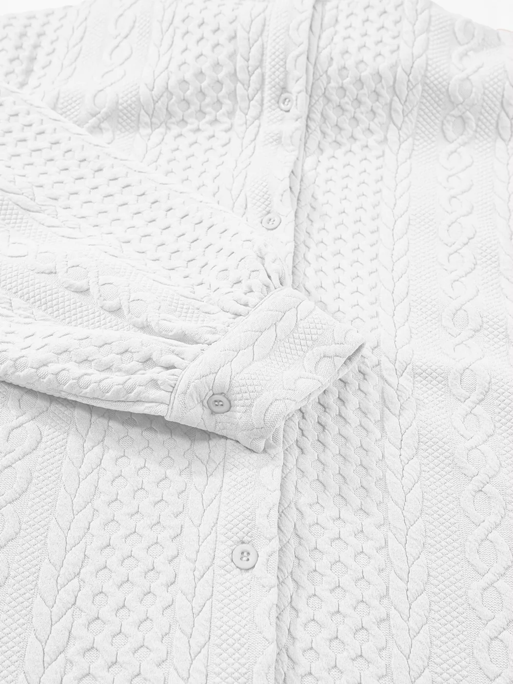 Cable Texture Puff Sleeve Loose Shacket, image 33