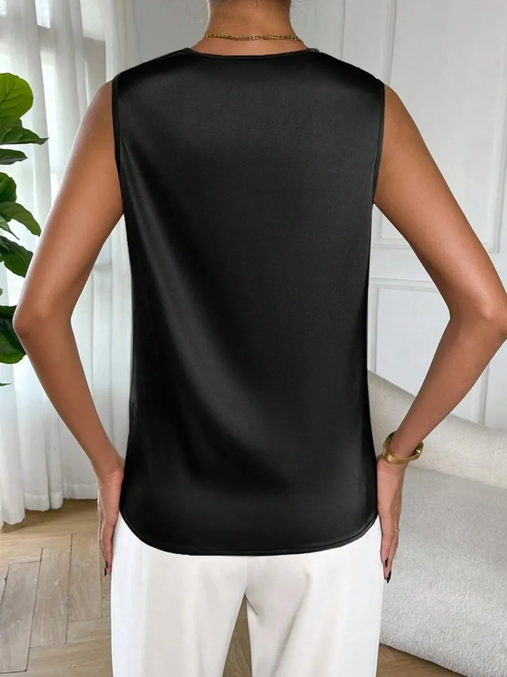 Satin Cowl Neck Sleeveless Blouse, image 18