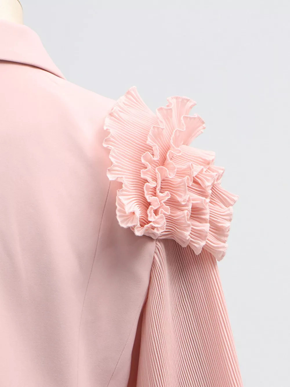 Frill Lapel Collar Top and Pleated Skirt Set, image 12