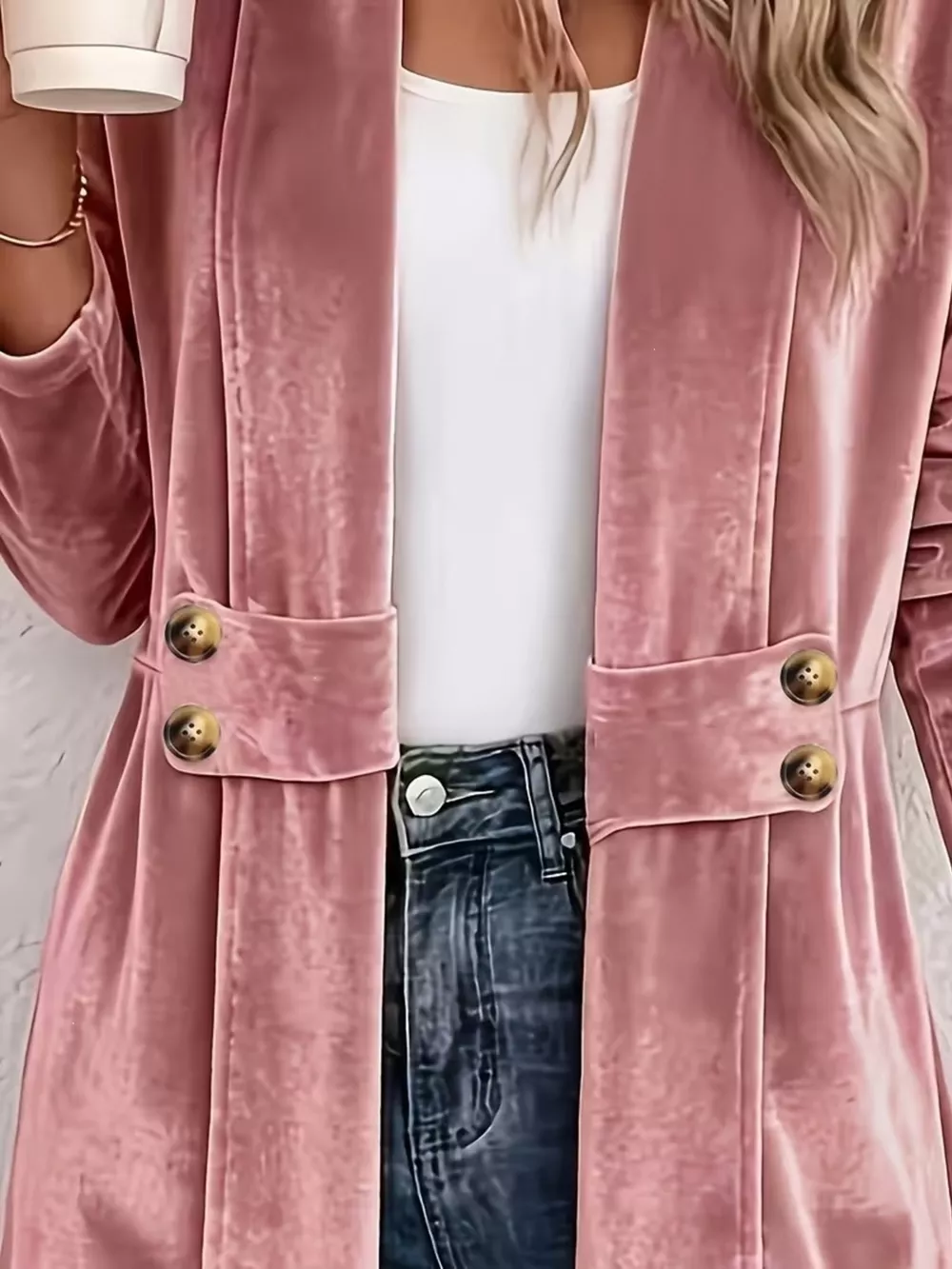 Full Size Velvet Open-Front Cardigan Plus Size, image 8
