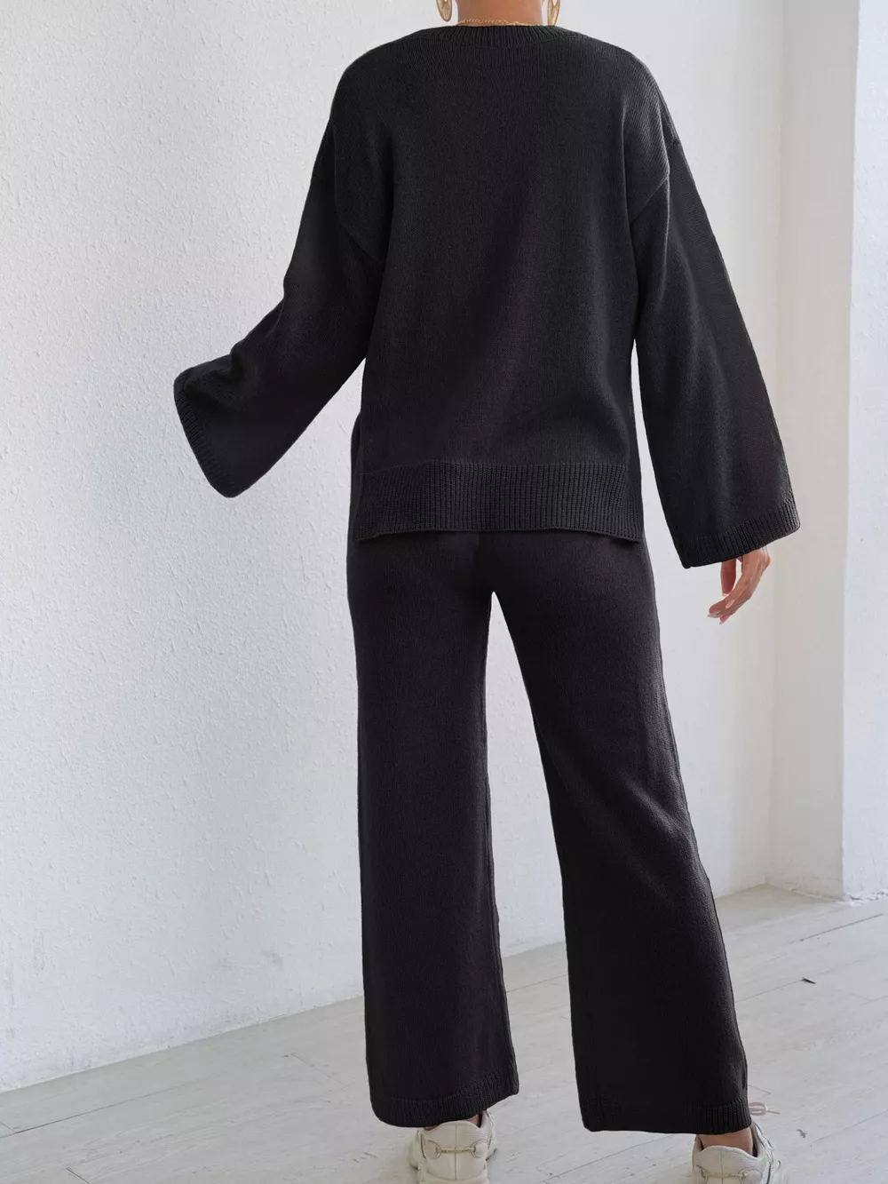 Dropped Shoulder Top and Pants Sweater Set, image 14