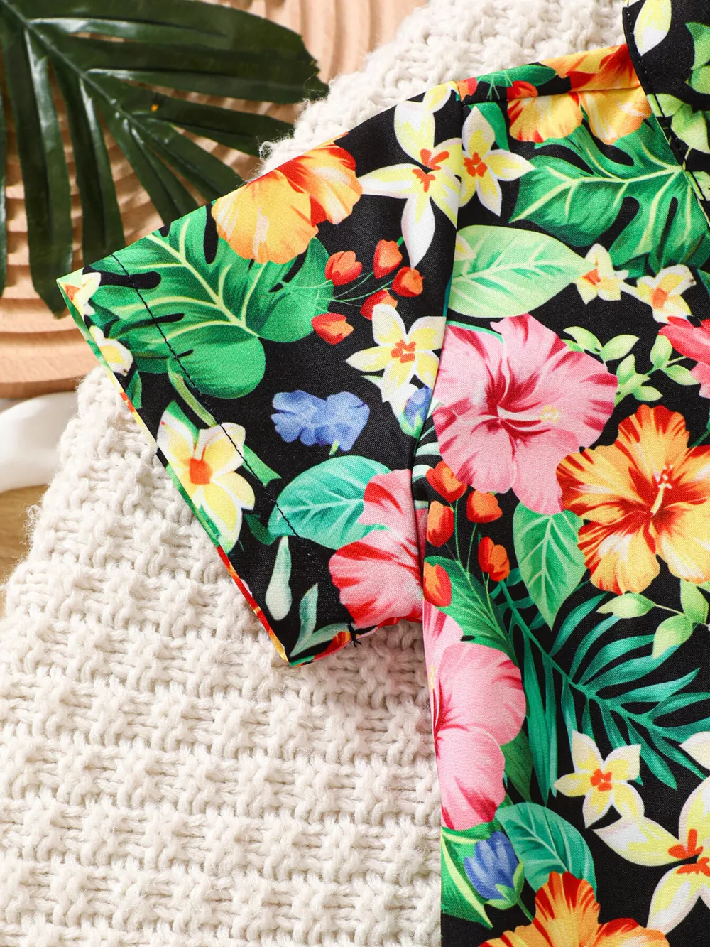Children's Tropical Print Shirt & Solid Shorts with Bow Tie Set, image 3