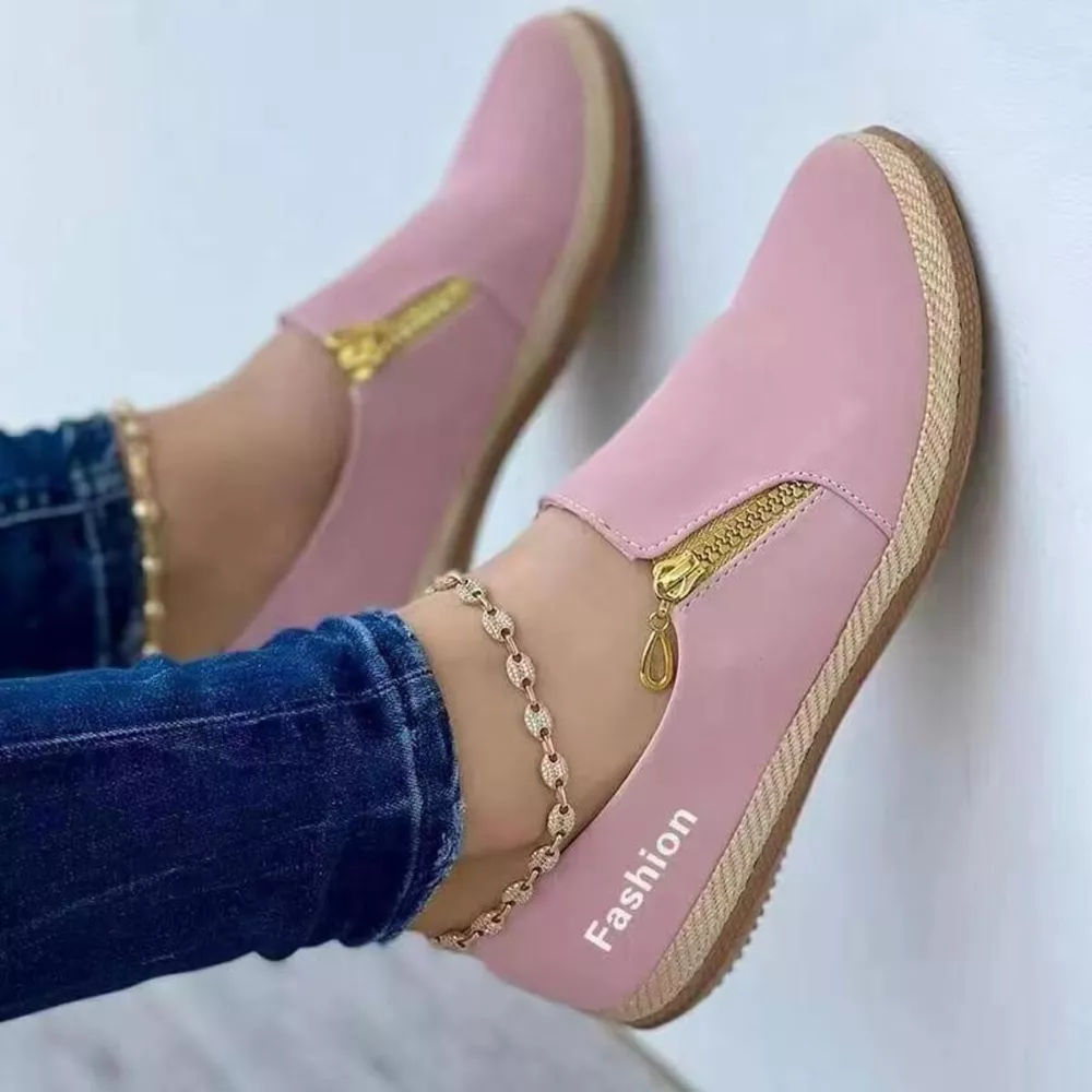 Zip Detail Round Toe Slip-Ons, image 4