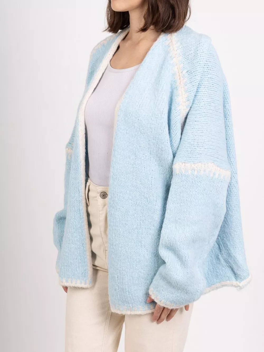 Contrast Trim Open Front Cardigan, image 28