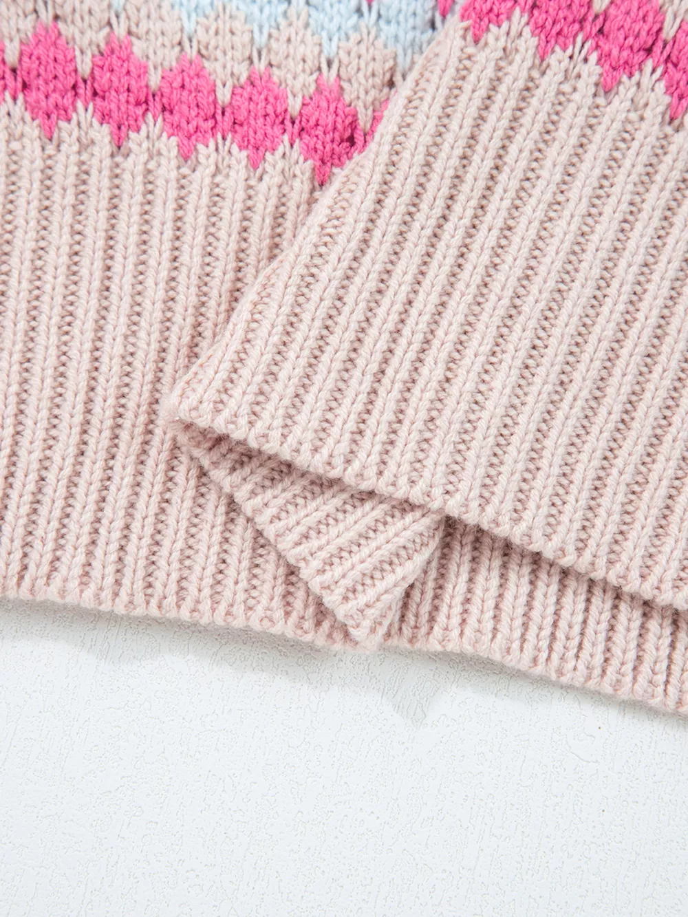 Stripe Eyelet Patterned Drop Shoulder Sweater, image 11