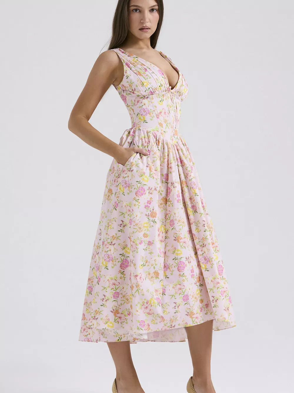 V-Neck Sleeveless Midi Dress, image 8