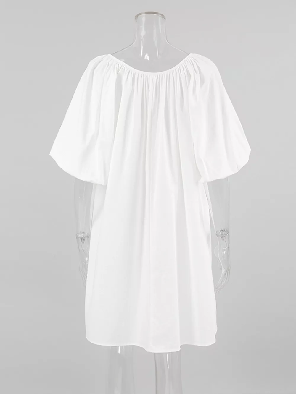 Tie Neck Puff Sleeve Lounge Dress, image 5