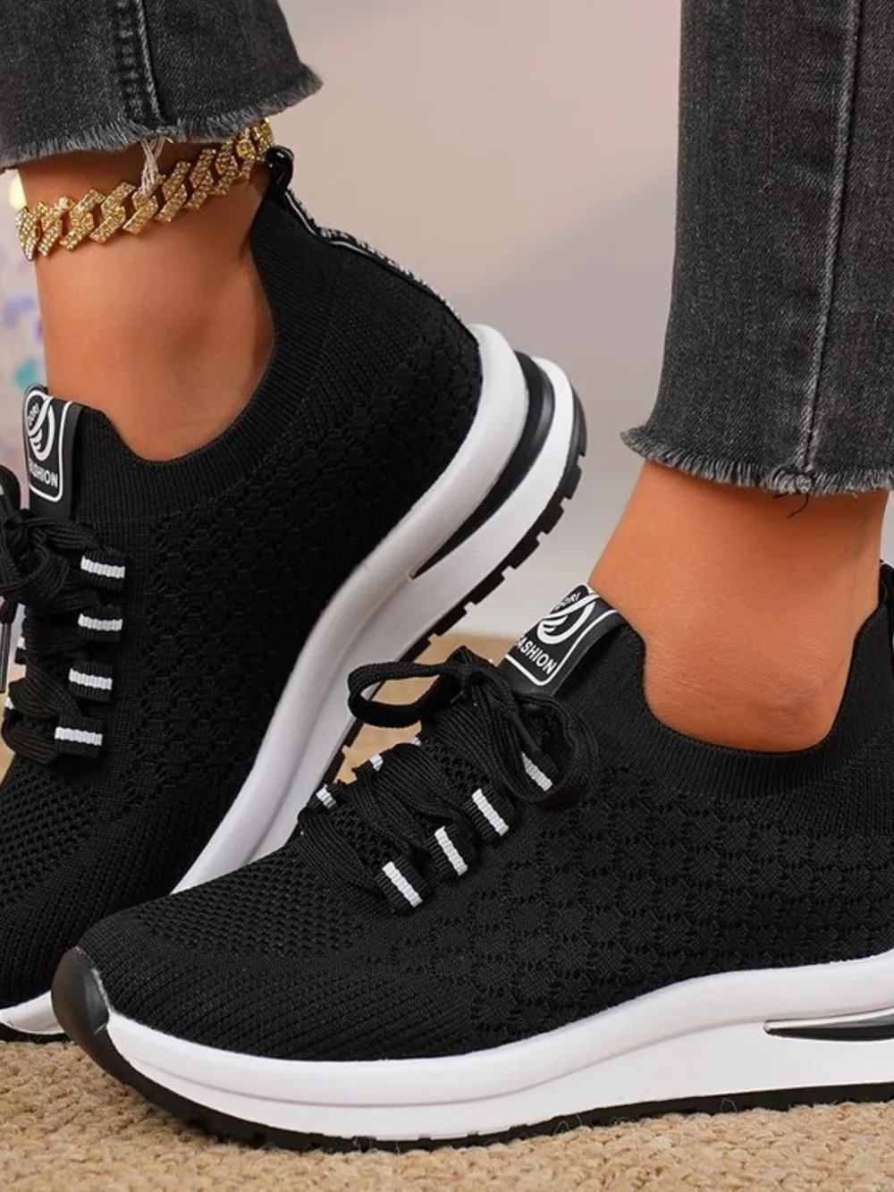 Breathable Mesh Lace Up Sneakers, image 5