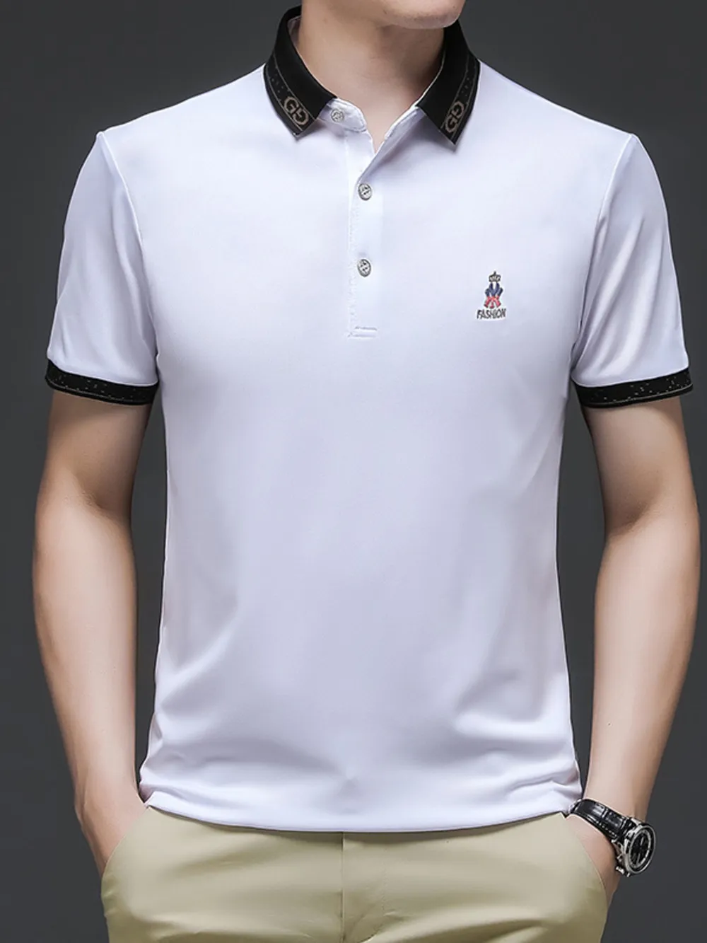 Men's Plus Size Breathable Short Sleeve Polo, image 3