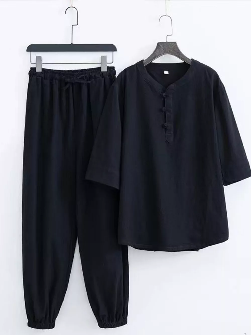 Men's Plus Size Chinese Style Top and Pants Set, image 4