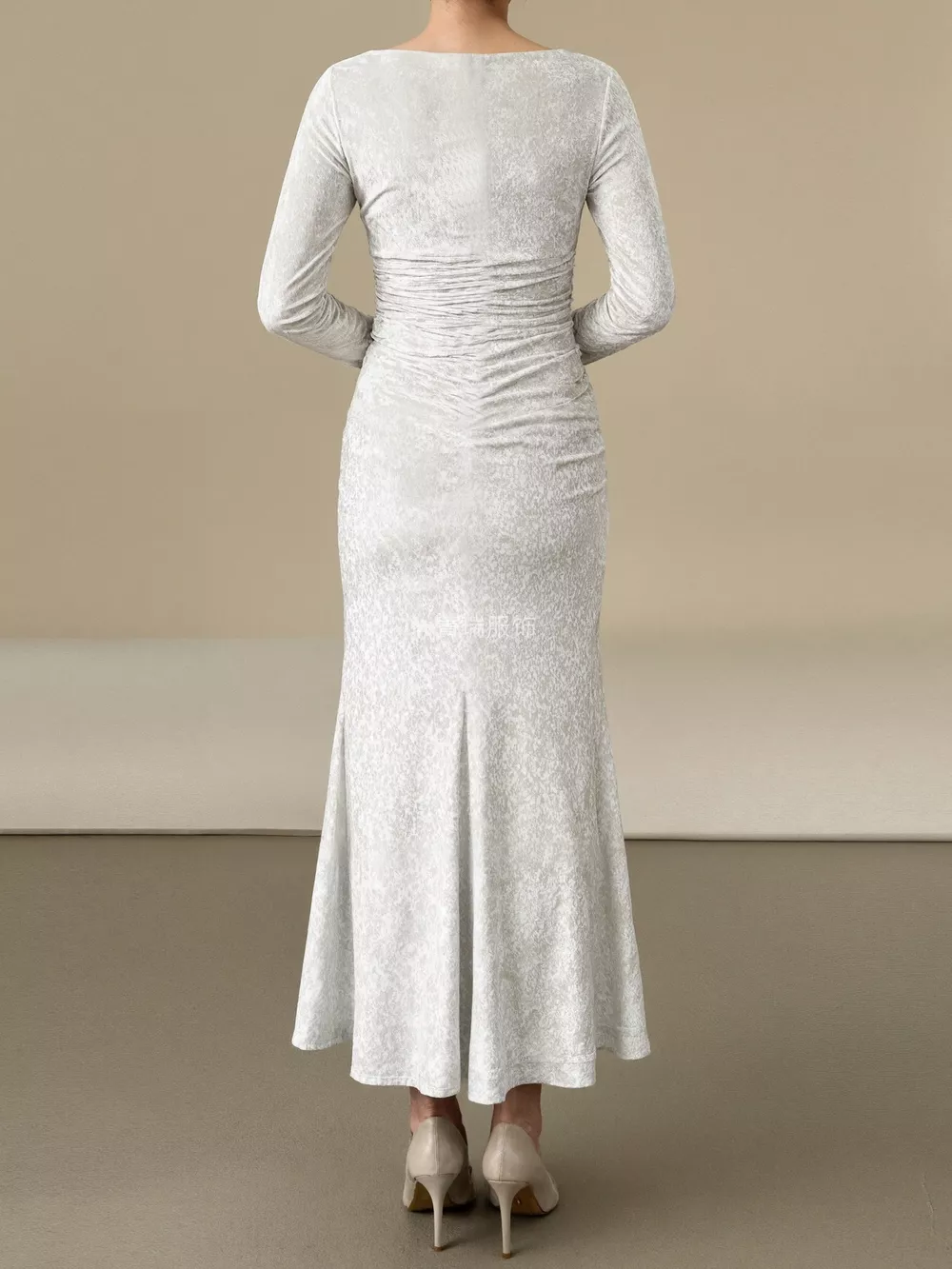 Velvet Ruched Bodycon Midi Dress, image 5