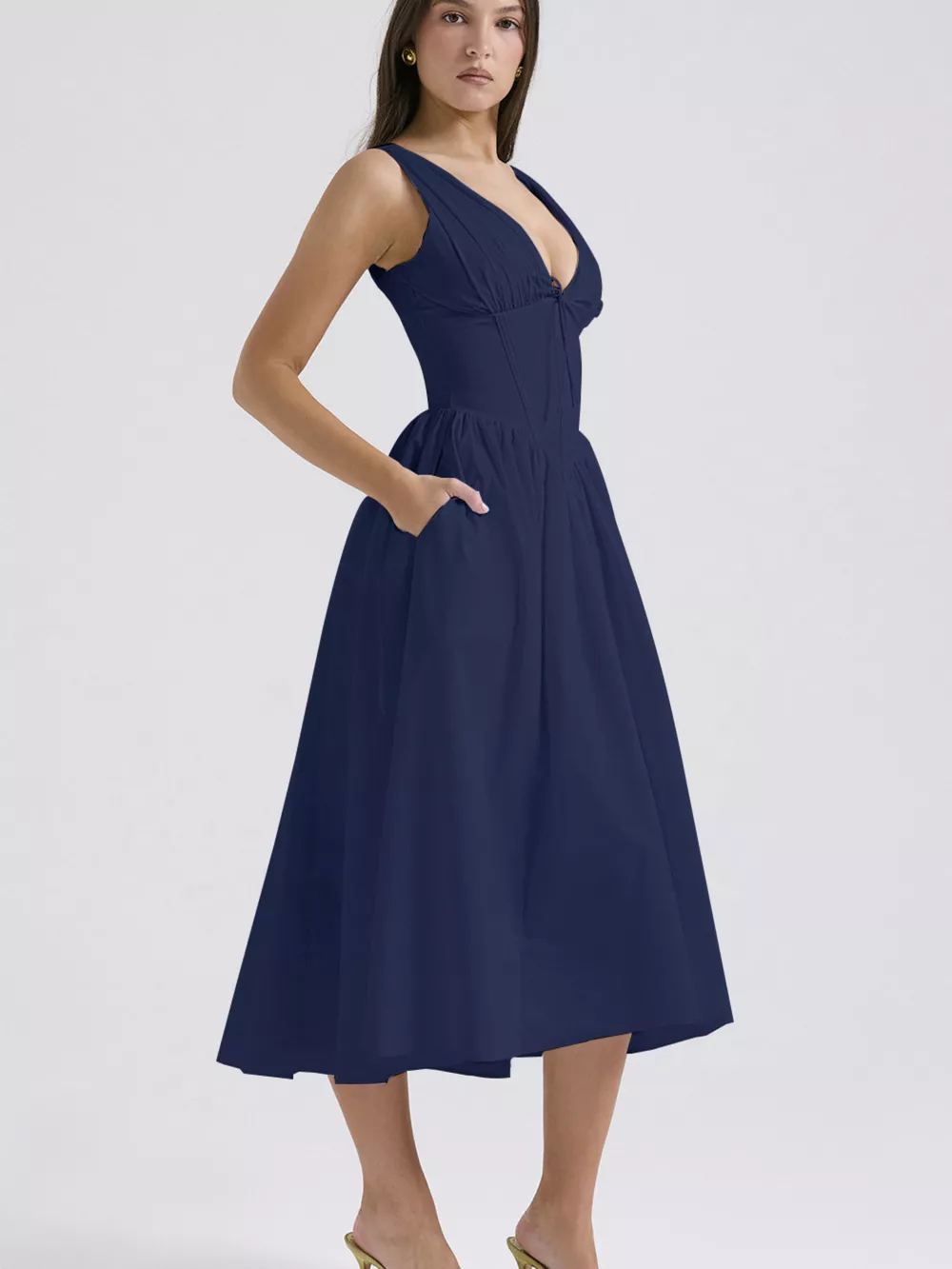 V-Neck Sleeveless Midi Dress, image 19