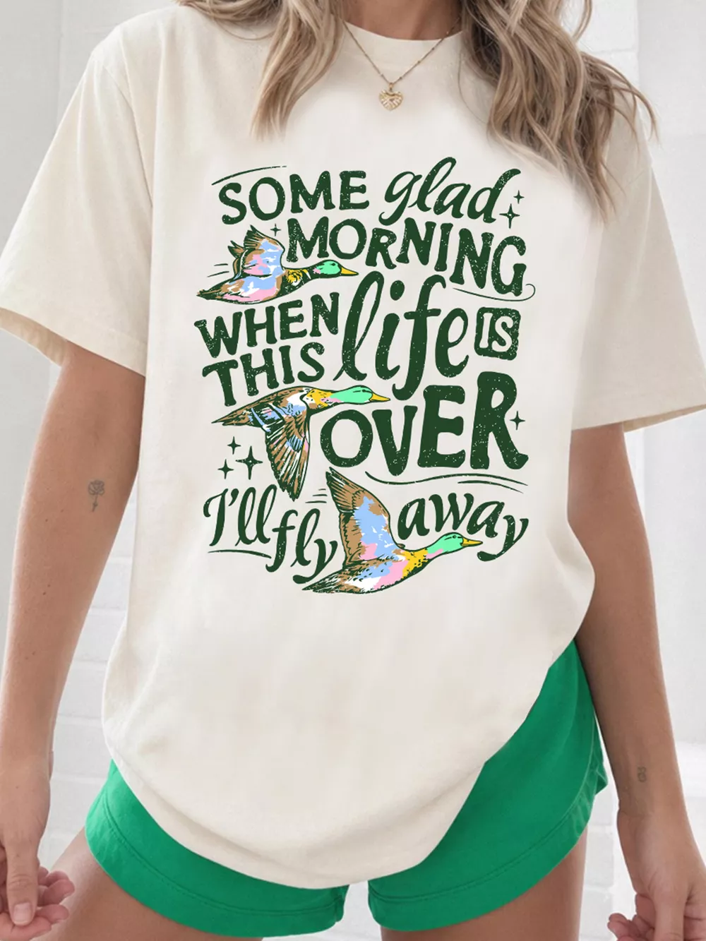 Full Size Slogan Western Flying Mallard Print Relaxed T Shirt Plus Size, image 3